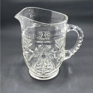 Vintage Anchor Hocking EAPG Cut Glass Clear Pitcher Star of David 1960 Beautiful
